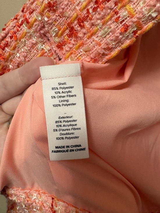 Cinq a Sept Lucie Boucle Julieta Puff Sleeve Jacket Pink Poppy Size 10 NWT New - Picture 14 of 14